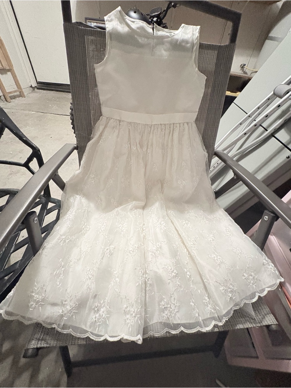 Girls White Lace Overlay Party Dress - Picture 2 of 7
